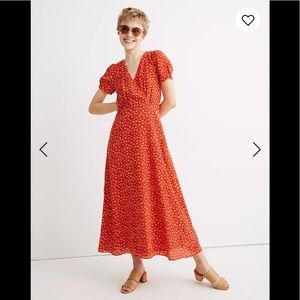 Madewell Red Floral Midi Dress